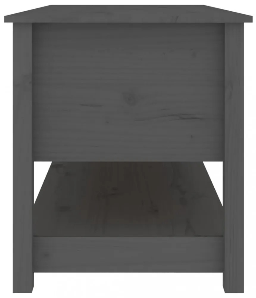 szürke tömör fenyőfa dohányzóasztal 102 x 49 x 55 cm