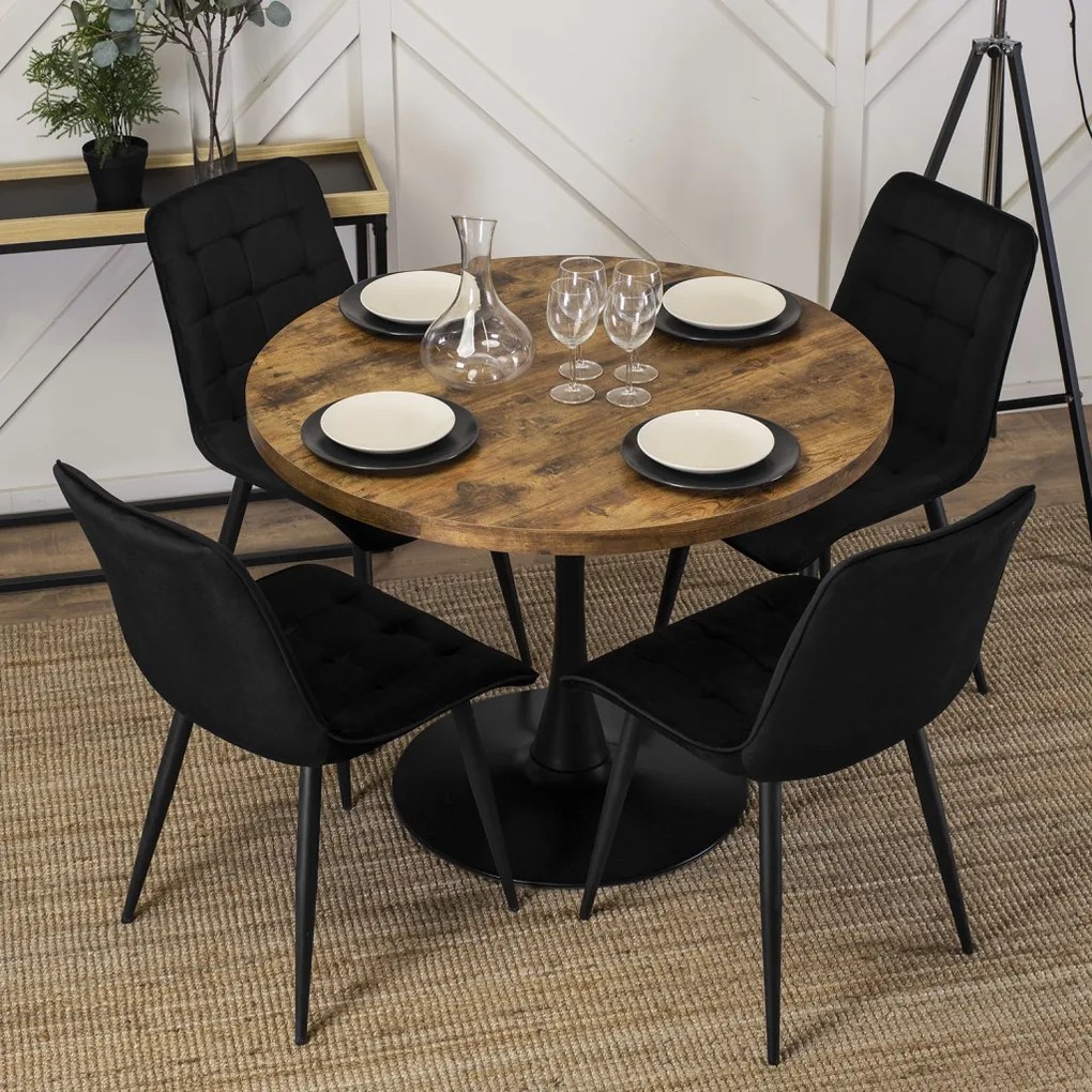 LINO Masă 100 cm Stejar rustic/negru