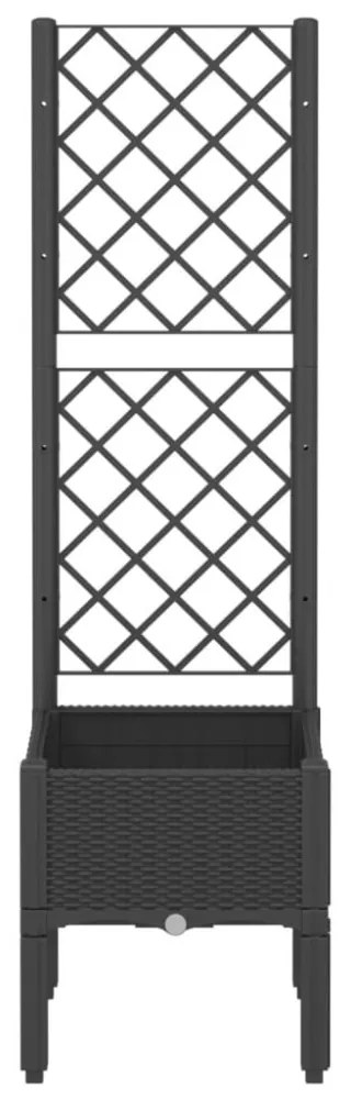 vidaXL fekete polipropilén rácsos kerti ültetőláda 40 x 40 x 142 cm