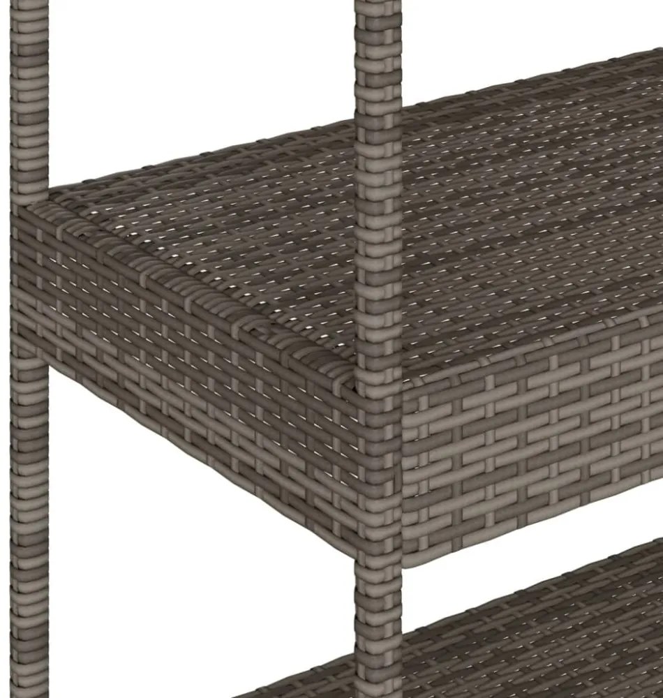 3 szintes szürke polyrattan és tömör akácfa zsúrkocsi