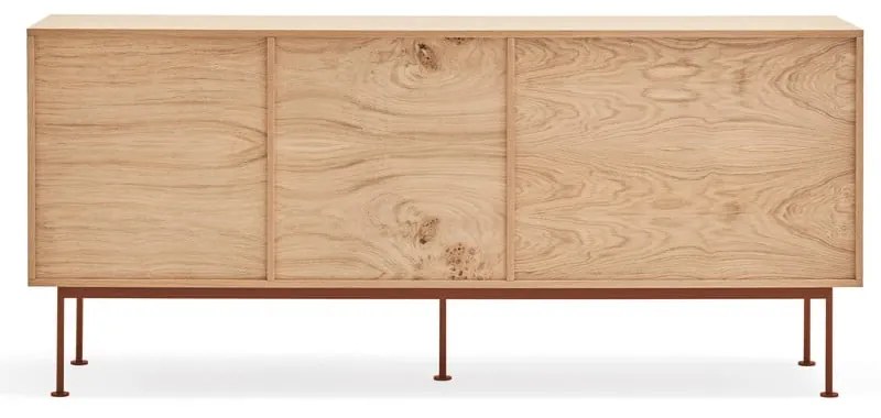 Yoko téglavörös komód tölgyfa dekorral, szélesség 180 cm - Teulat