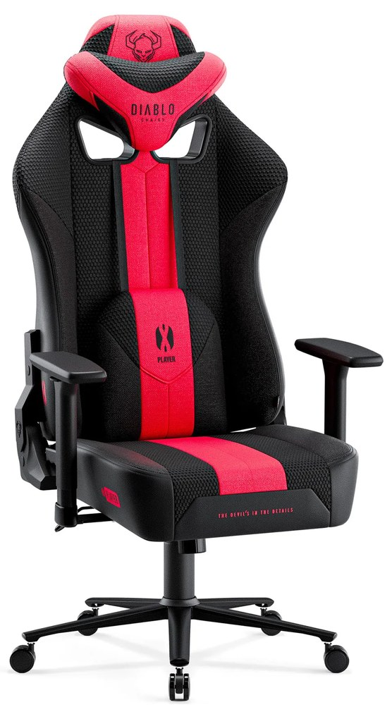 Diablo X-Player 2.0 szövet gamer szék Átlagos méret: Kármin-antracit