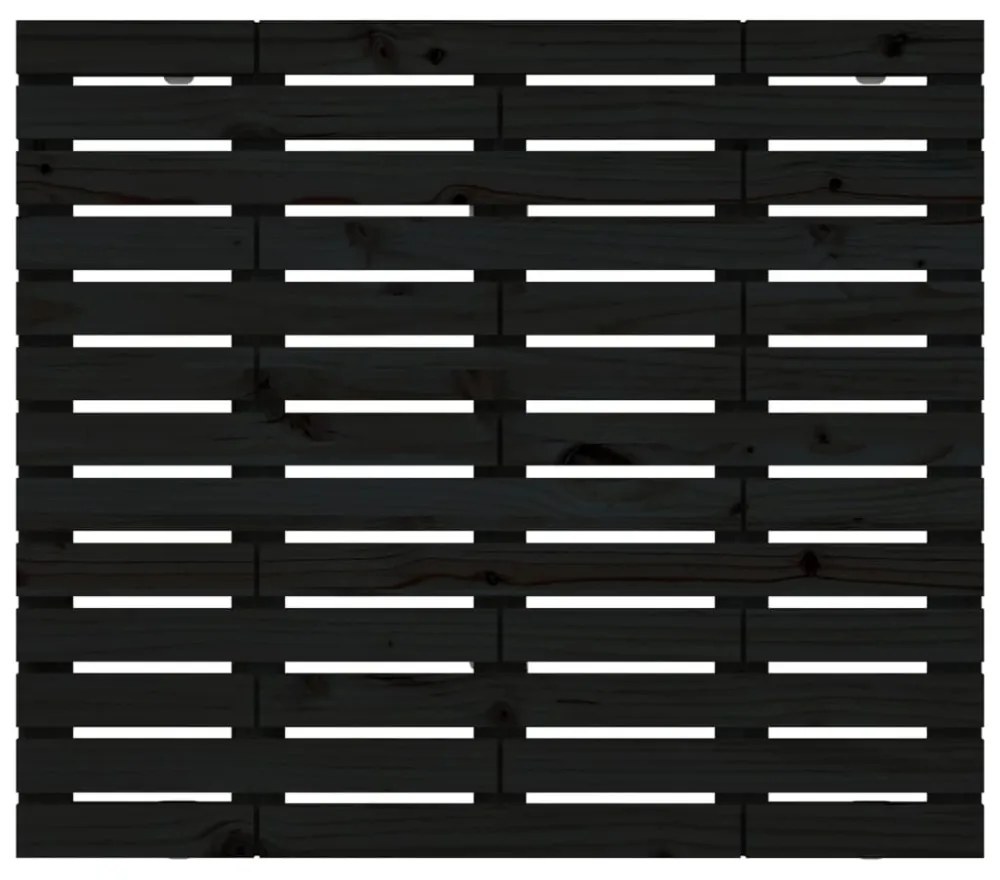 fekete tömör fenyőfa fali fejtámla 146 x 3 x 91,5 cm