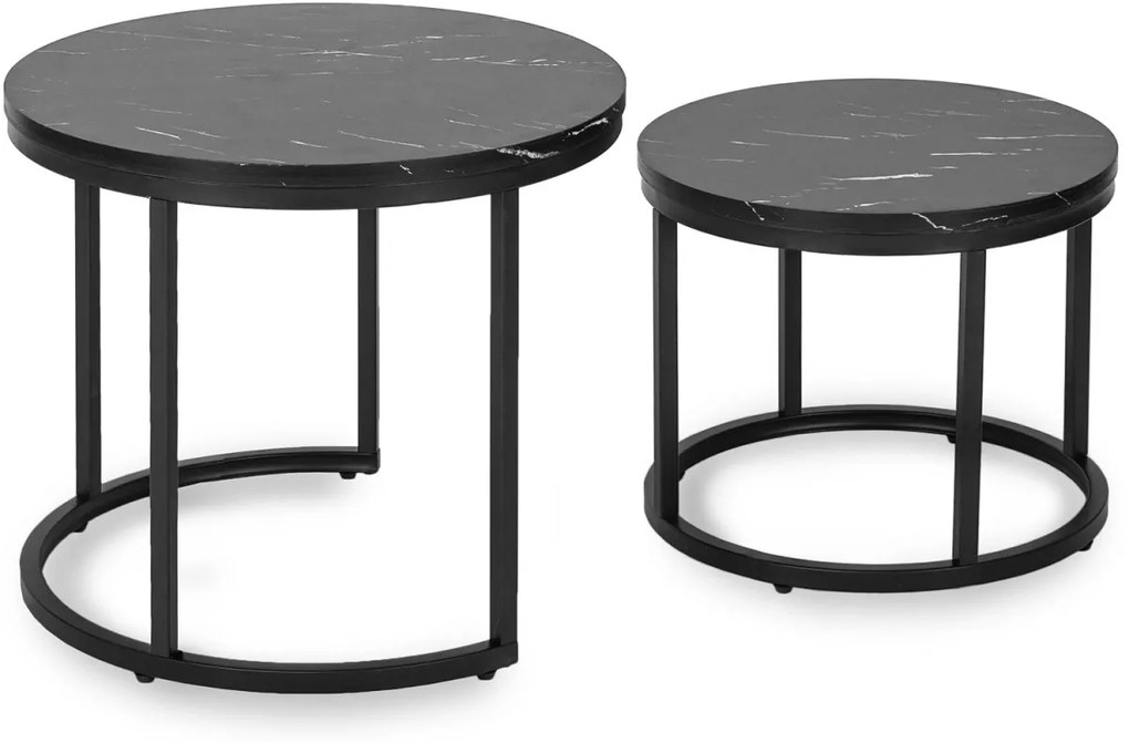 Dohányzóasztal szett fekete márvány színben. MAURO