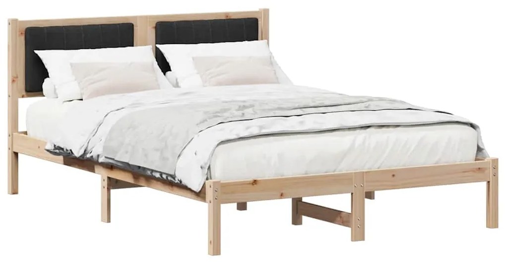 Ágykeret Kárpitozott Fejtámlával Fekete 140 x 200 cm