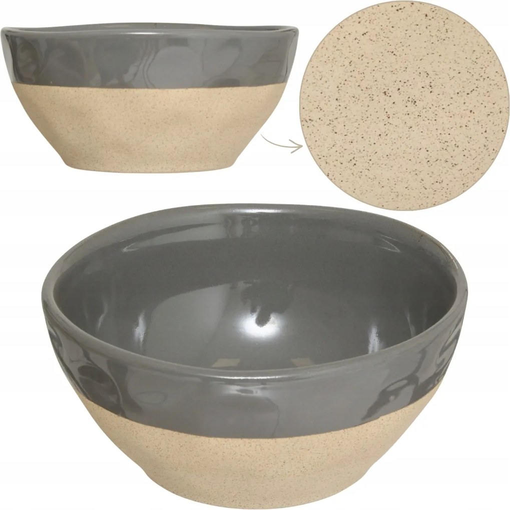 Tál 480 ml Szürke leves saláta étkészlet boho kerámia tál