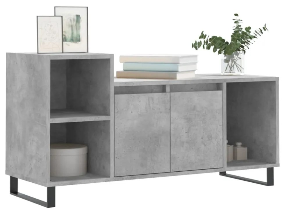 betonszürke szerelt fa TV-szekrény 100 x 35 x 55 cm