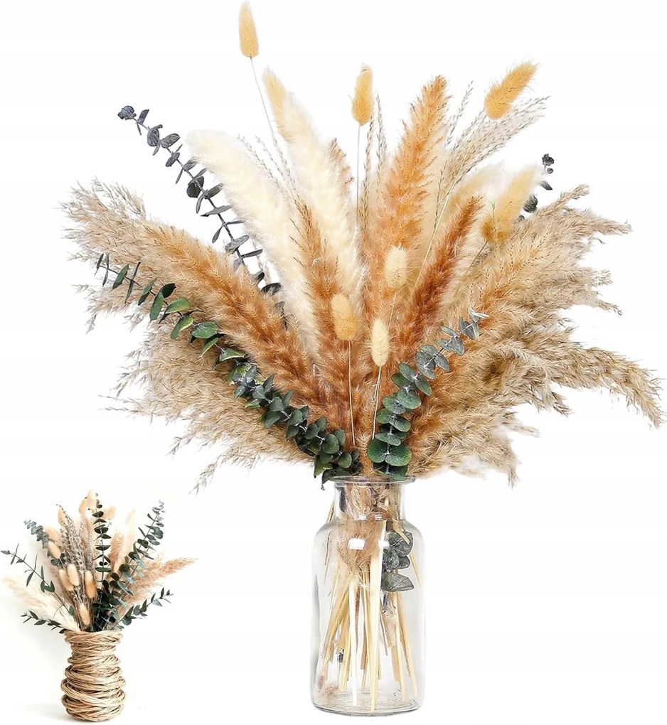 110db Pampas Fű Szárított Díszes Csokor Váza