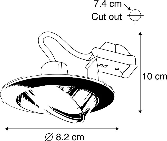 Okos süllyesztett spotlámpa acél WiFi GU10 dönthető - Edu