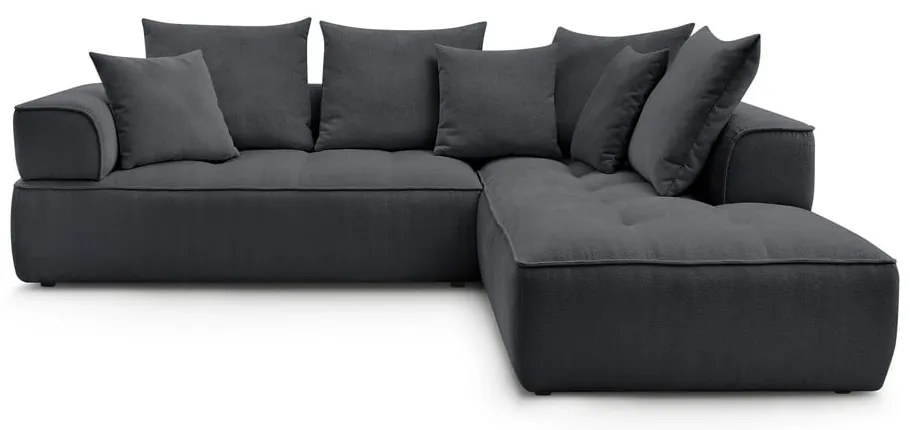 Sötétszürke zsenília sarokkanapé (jobb oldali-L alakú) Whesley – Bobochic Paris