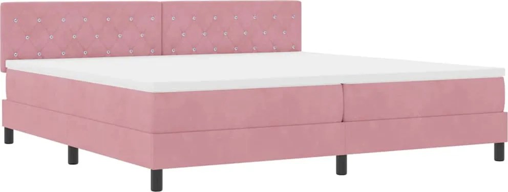 vidaXL LED Box Spring Ágy matracmal Rózsaszín 200 x 200 cm Bársony