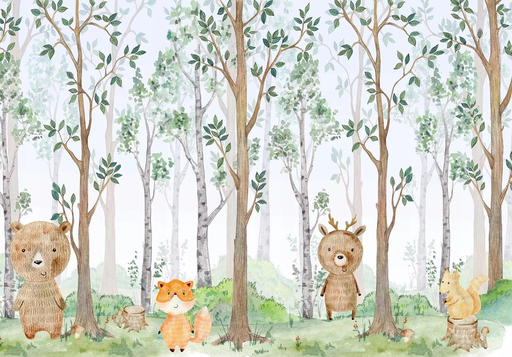 Fotótapéta gyerekeknek Erdő Állatok Flizelin Ragasztó Ajándék 208 x 146