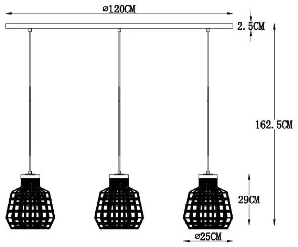 Lucide 02406/03/36 - Csillár zsinóron FIONA 3xE27/60W/230V