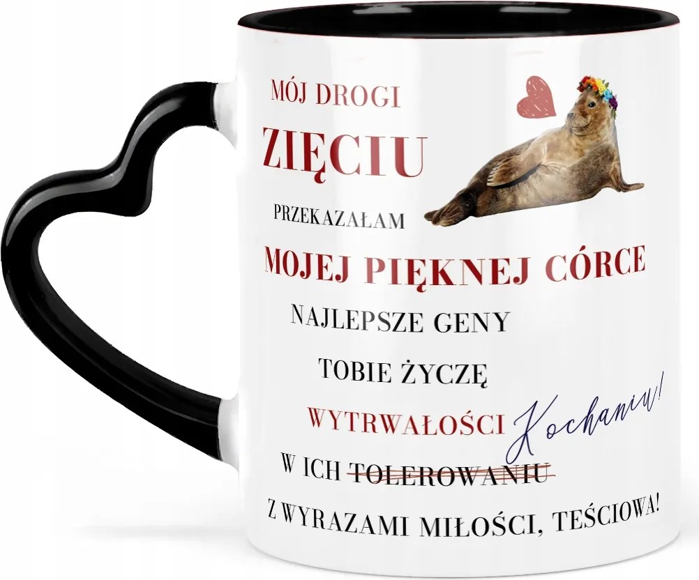 Bögre a vejnek Szív Fekete az anyóstól Ajándék ötletek Fóka vej