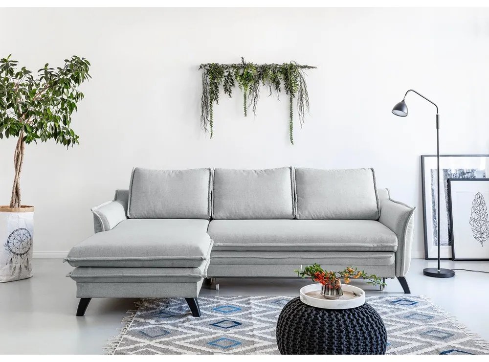 Charming Charlie világosszürke kinyitható sarokkanapé, bal oldali - Miuform