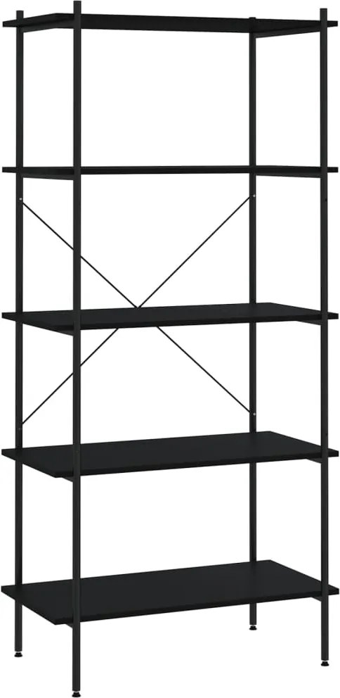 vidaXL fekete 5 szintes polcrendszer 80x40x163 cm