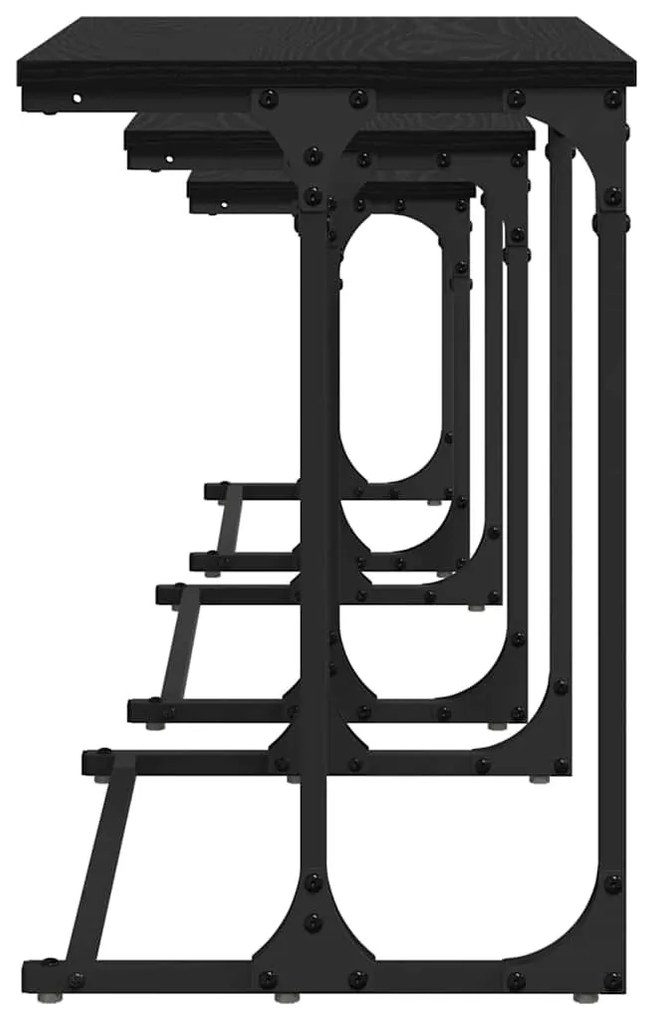 Fészkelt Kávézó Asztal 3 pcs Musta tammi 50.5 x 35 x 53 cm