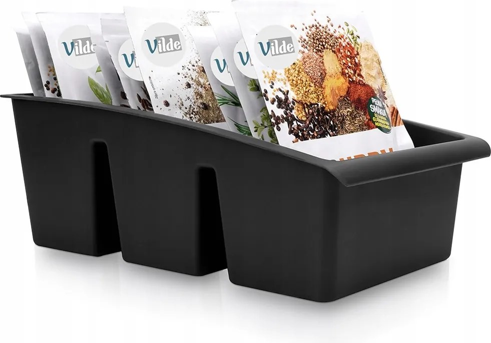 Fűszertartó Tasak Tároló Fiók Fekete Állvány