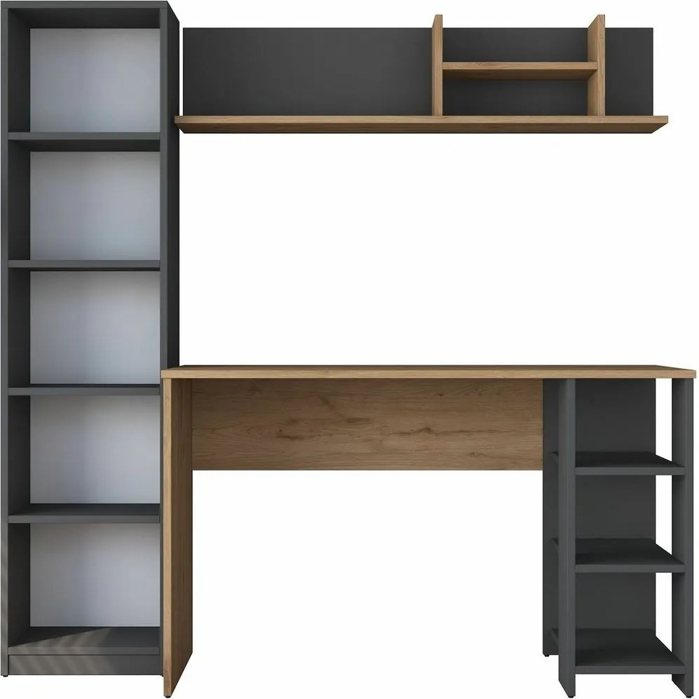 Íróasztal könyvespolccal Hado Walnut és Anthracite