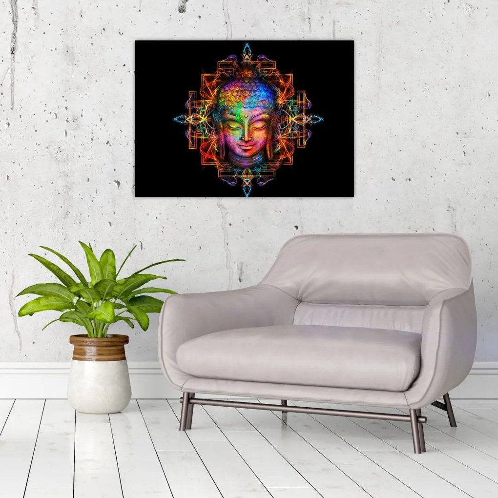 Kép - Buddha mellszobra neon színekben (70x50 cm)