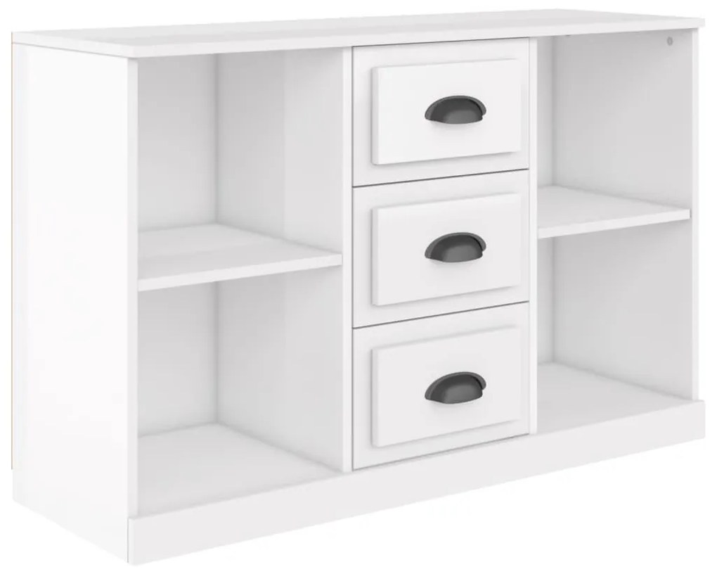 magasfényű fehér szerelt fa tálalószekrény 104,5x35,5x67,5 cm