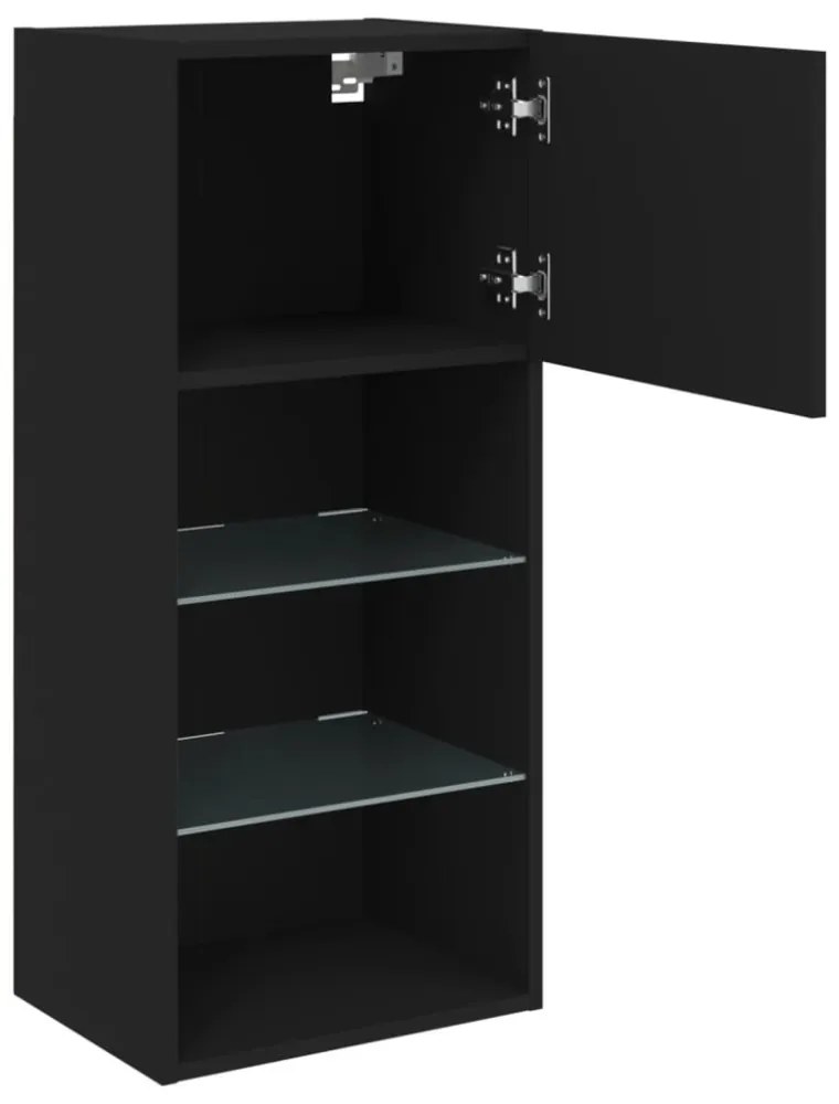 fekete TV-szekrény LED-világítással 40,5x30x90 cm
