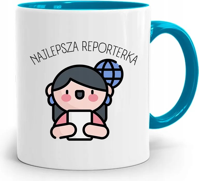 Kék Bögre Ajándék Riporter Újságírónak, fényképes nyomattal