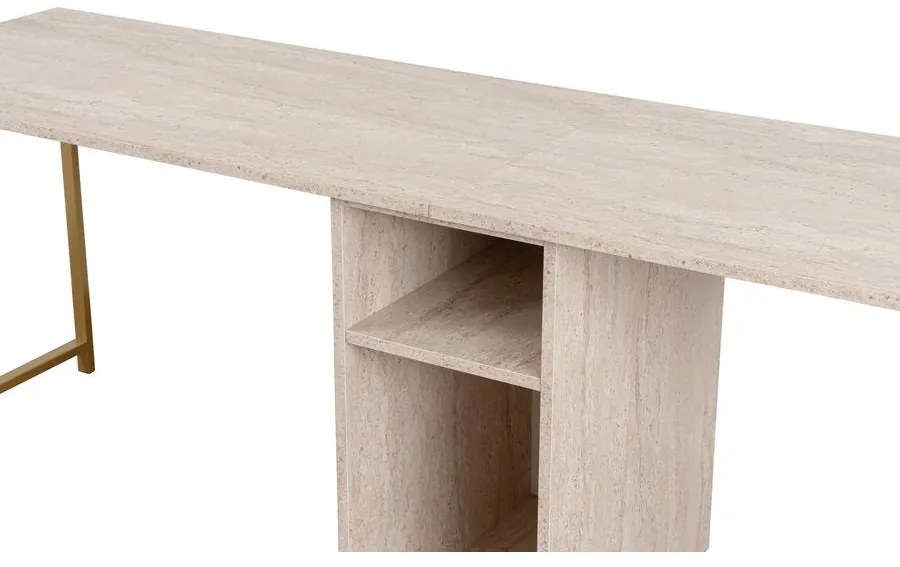 Íróasztal Twin Study Desk - Travertine, Arany