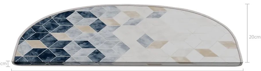 Fehér-kék lépcsőszőnyeg szett 16 db-os 20x65 cm Boxes – Vitaus