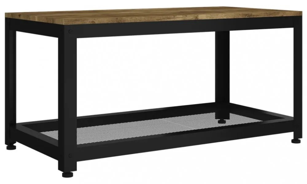 sötétbarna és fekete MDF és vas dohányzóasztal 90x45x45 cm