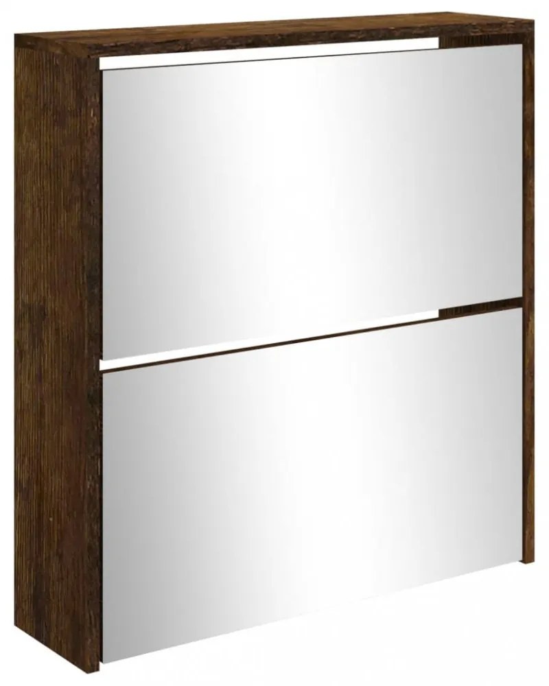 füstös tölgy 2 szintes cipőszekrény tükörrel 63 x 17 x 67 cm