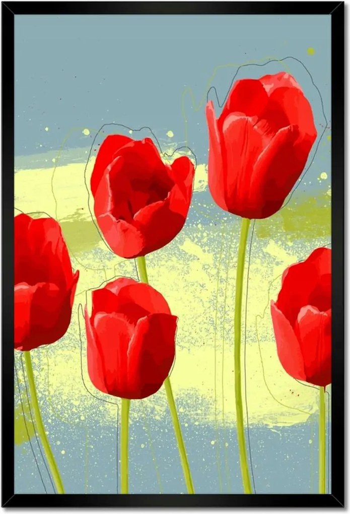 Poszterek keretben 40x60 Pipacsok kék alapon