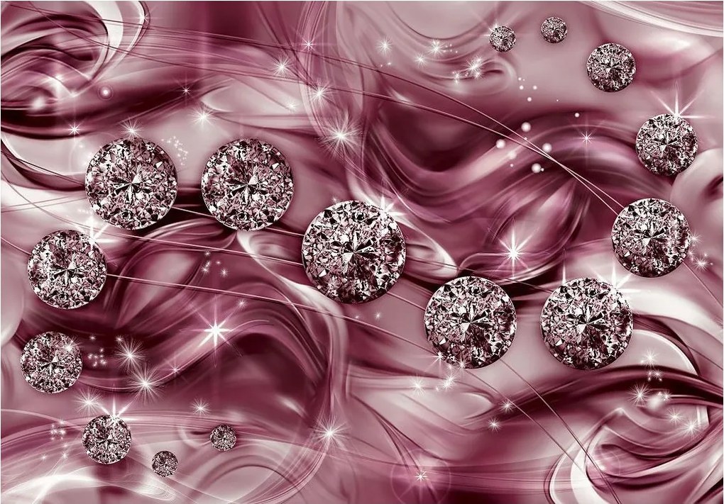 Tapéta Gyémántok lila-fehér 3D absztrakt kristályok ragyogás 520x318 +ragasztó