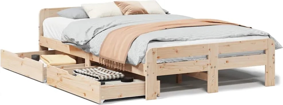 vidaXL tömör fenyőfa ágy matrac nélkül 120 x 190 cm