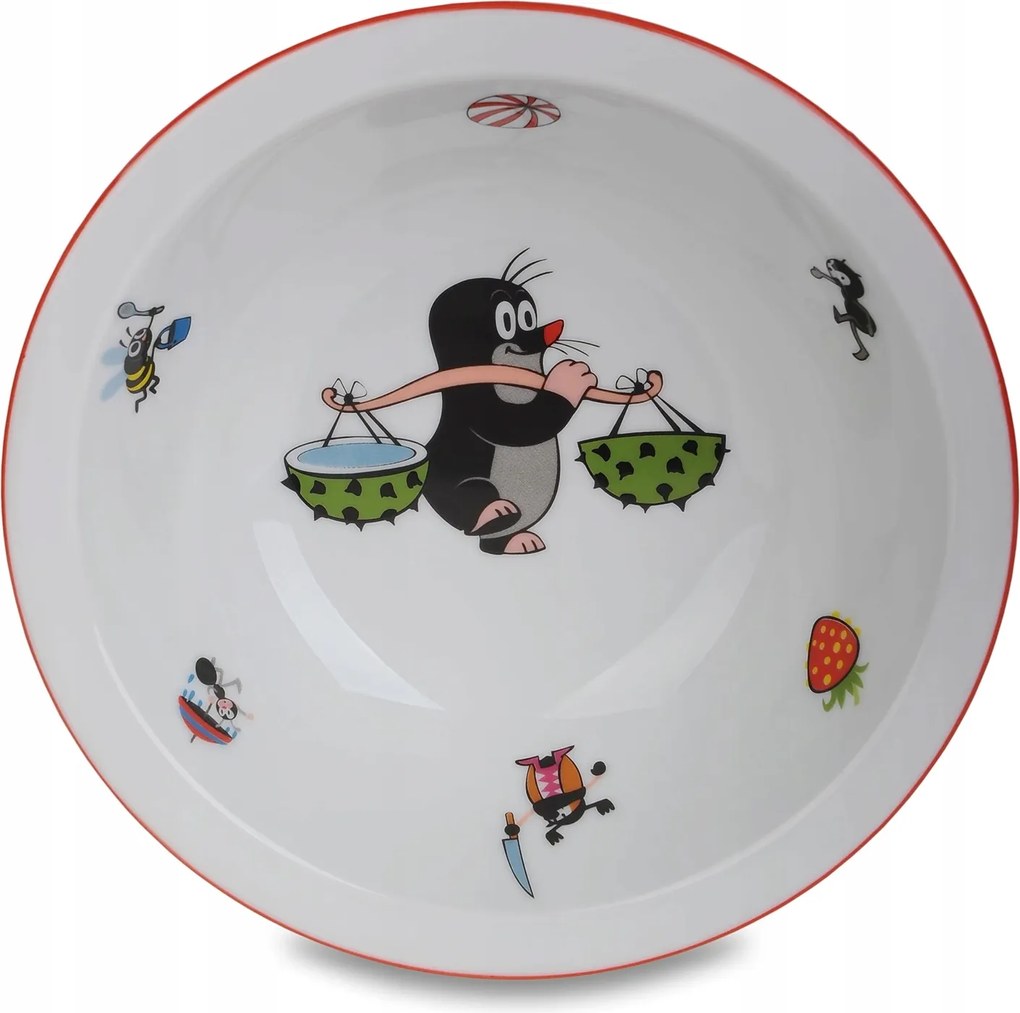 Gyermek porcelán tál Vakond vizesvödrökkel, Thun 1794 as