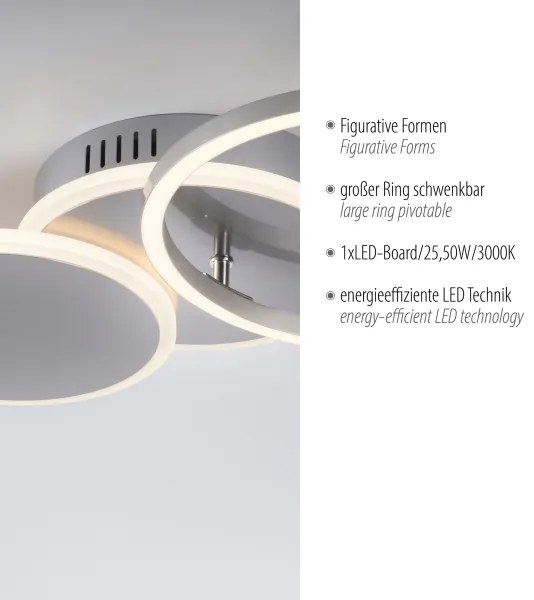 Leuchten Direkt 14116-55 - LED Mennyezeti lámpa  LED/25,5W/230V matt króm