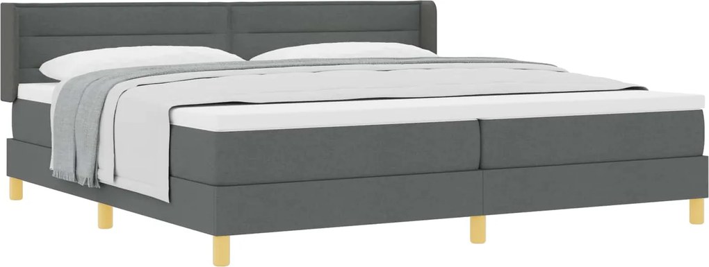 vidaXL Boxrugós ágy matracmal Sötétszürke 200 x 200 cm Poliészter