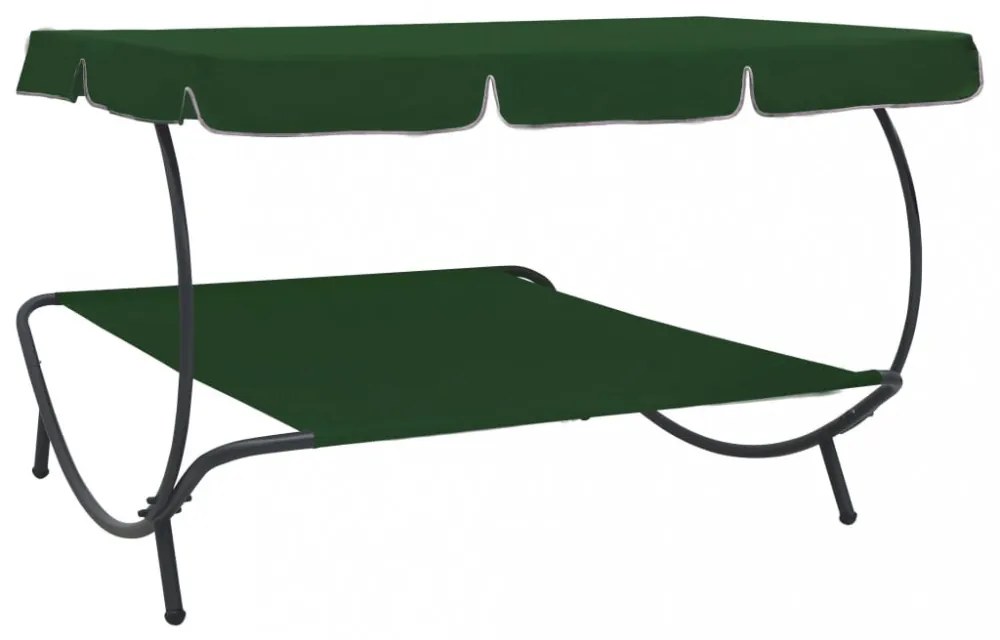 zöld kültéri napellenzős napozóágy