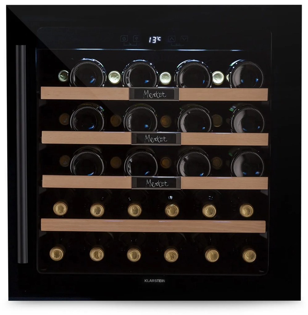 Klarstein Vinsider 36 Built-In Uno, beépített borhűtő, 92 liter, 36 palack, rozsdamentes acél