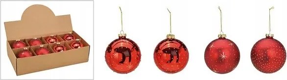 Karácsonyi díszgömb piros csillagokkal