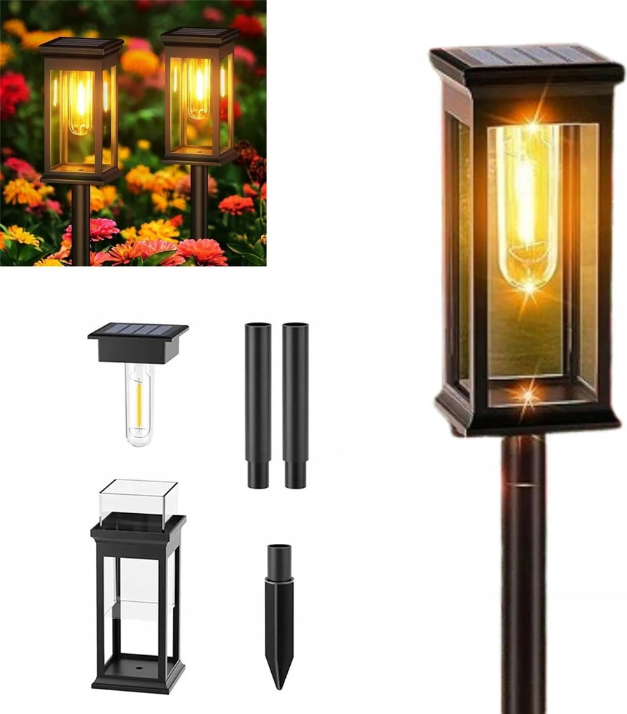 2x Napelemes Led Kerti Lámpa Beszúrható Lámpa Meleg Fehér IP65