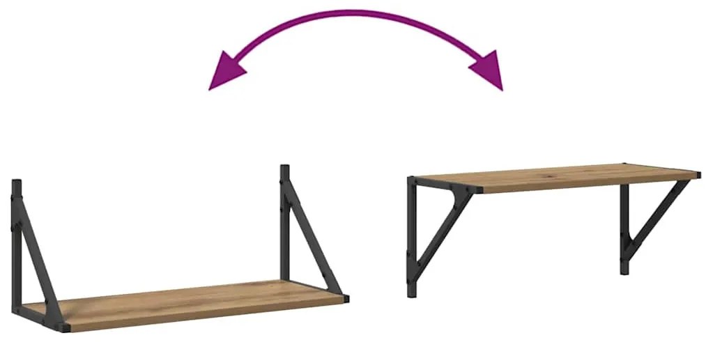 Falpolcok 2 pcs Artisan tölgy 60 x 25 x 25,5 cm Faanyag