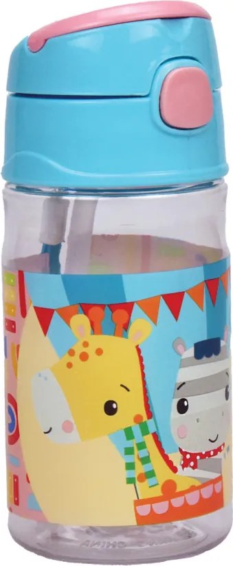 Fisher-Price Animals Party műanyag szívószálas kulacs akasztóval 350 ml