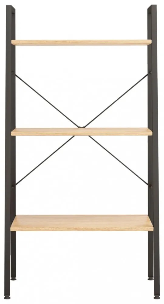3 szintes világosbarna és fekete állópolc 56 x 35 x 108 cm