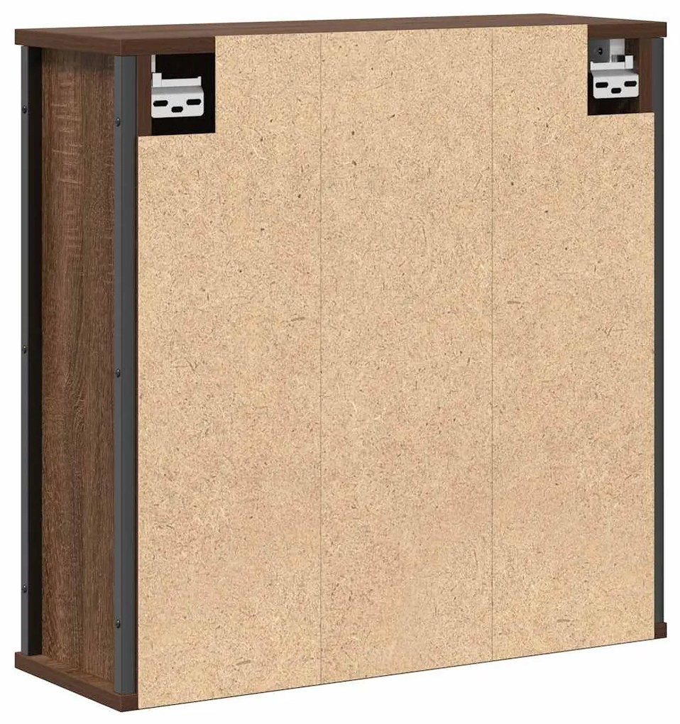 barna tölgy fürdőszoba fali szekrény tükörrel 60x21x60 cm