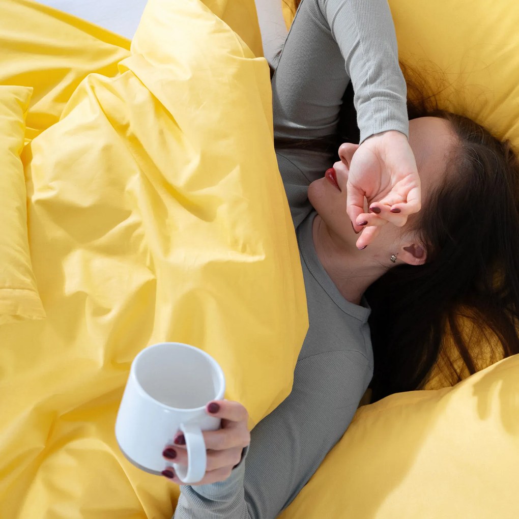 Goldea pamut ágyneműhuzat garnitúra - sárga 200 x 200 és 2db 70 x 90 cm