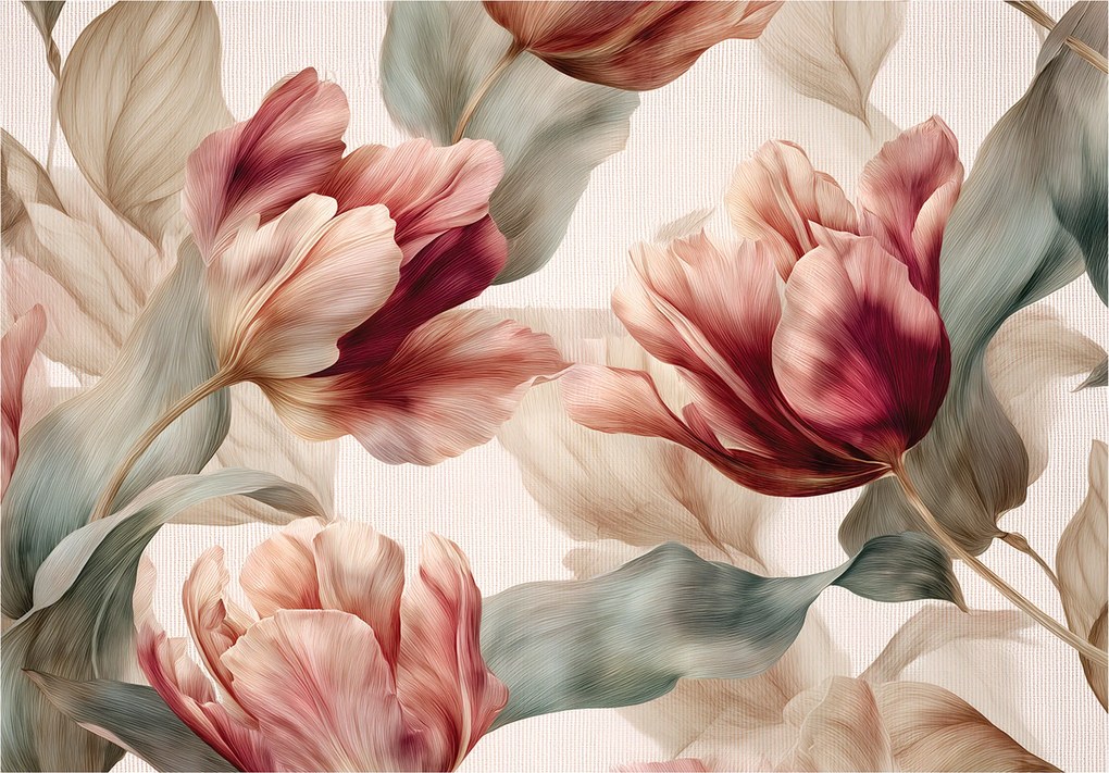 Fotótapéta Virágok Vintage Bézs Hálószoba Nappali Tapéta Flizelina 350x250