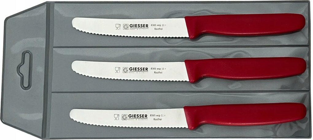 Giesser 3 db-os késkészlet 8365 piros 11cm