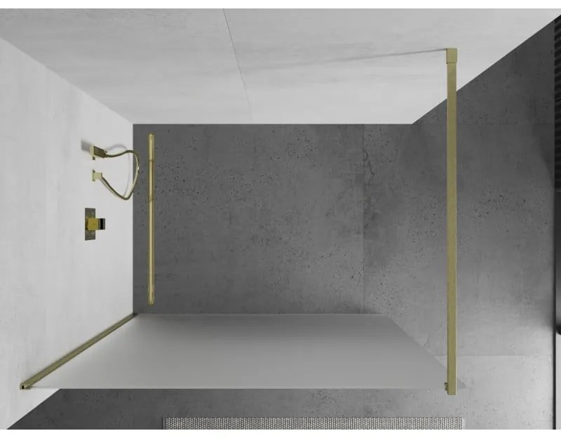 Mexen Kioto, Walk-In zuhany paraván 90 x 200 cm, 8 mm-es matt üveg, arany matt profil, 800-090-101-55-30