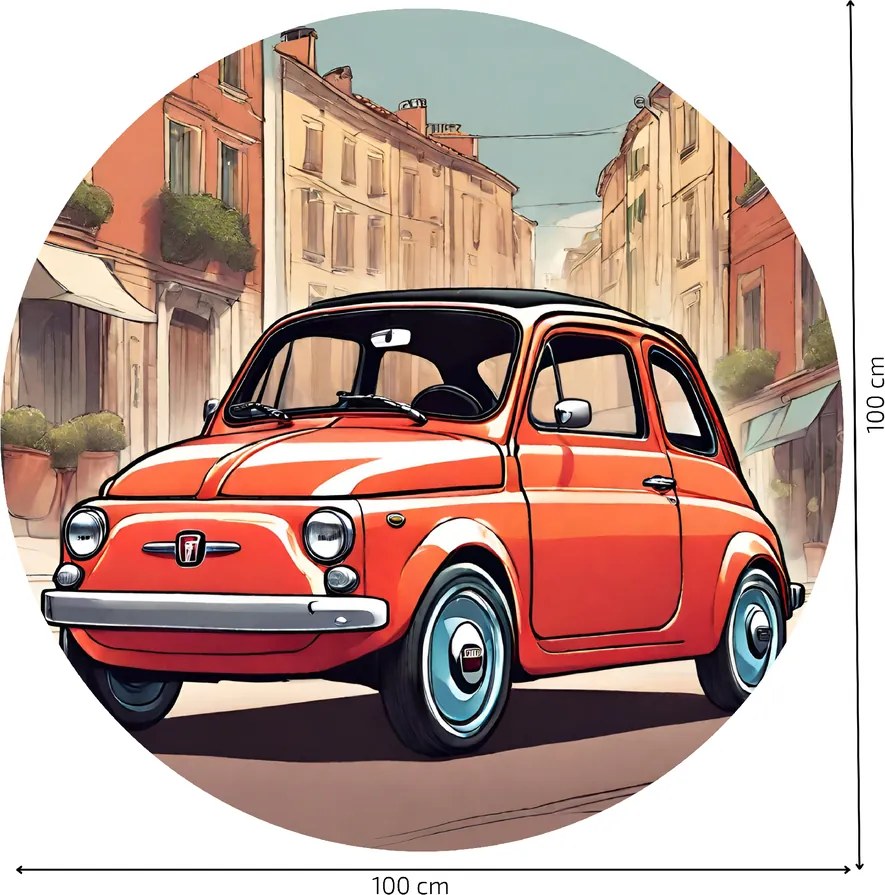 PIPPER. Kör alakú falmatrica "Fiat 500" Méret: 100cm